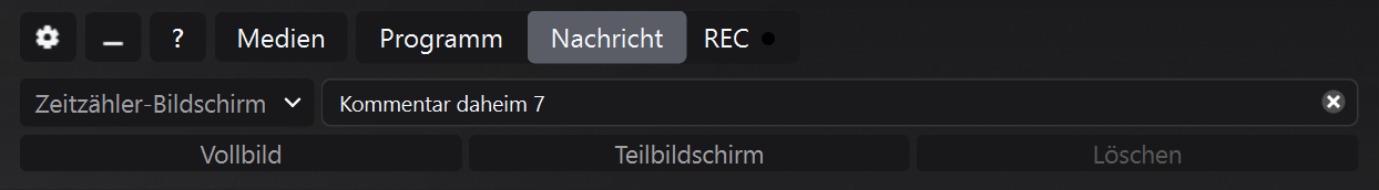 Nachrichtenbereich mit ausgewähltem Zeitzähler-Bildschirm