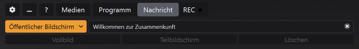 Nachrichtenbereich mit ausgewähltem Öffentlichen Bildschirm