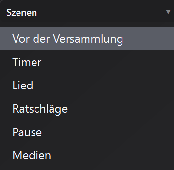 Szenenauswahl im Zeitzähler-Bildschirmeditor