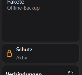 Leiste Schutz im Fenster Einstellungen