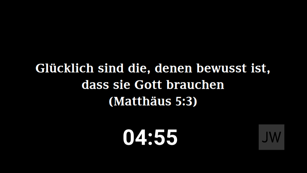 Öffentlicher Bildschirm mit Countdown, Jahrestext und Logo