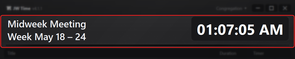 Area 1 - Part title and clock/timer