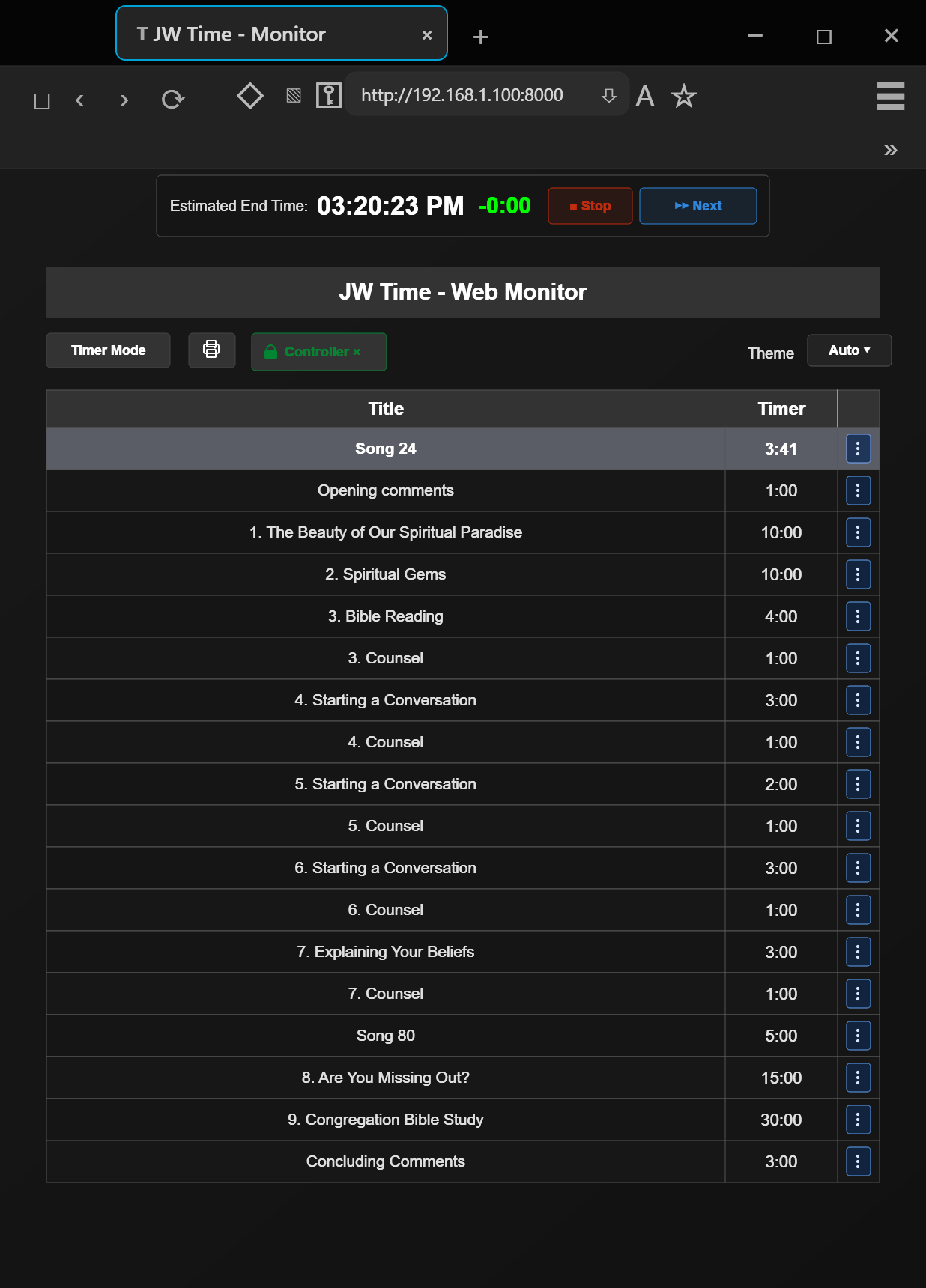 Web Monitor with remote control