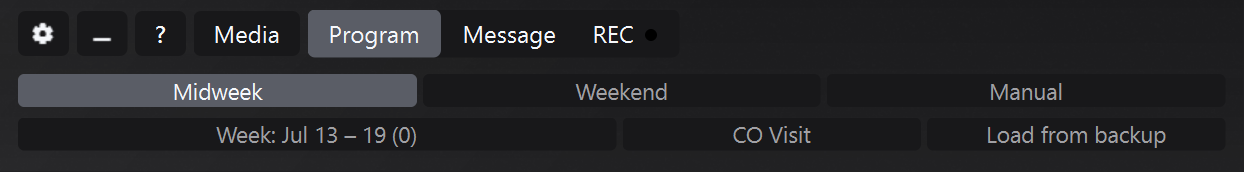 JW Time Program panel with navigation between weeks
