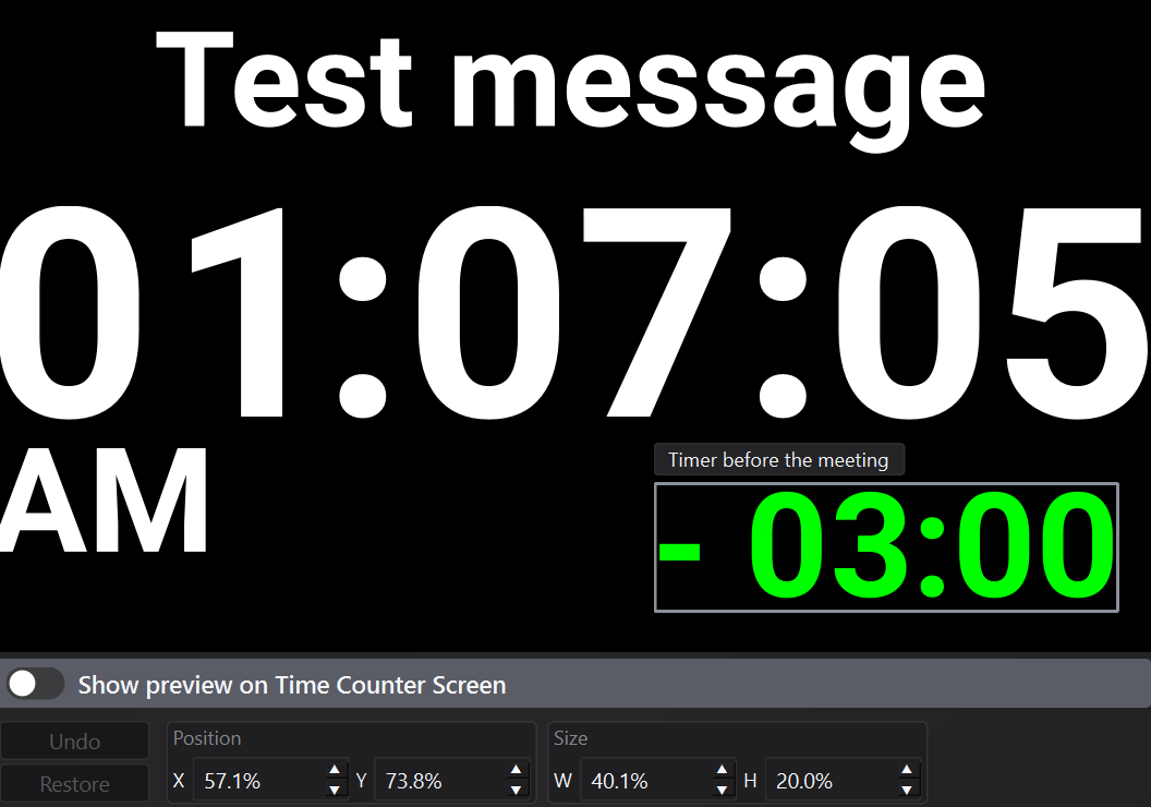 Moving and Resizing Levels in the Time Counter Screen Editor