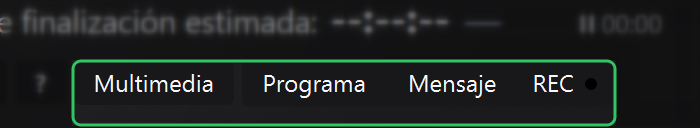 Área 8 - Modos de funcionamiento Medios, Programa, Mensaje y REC