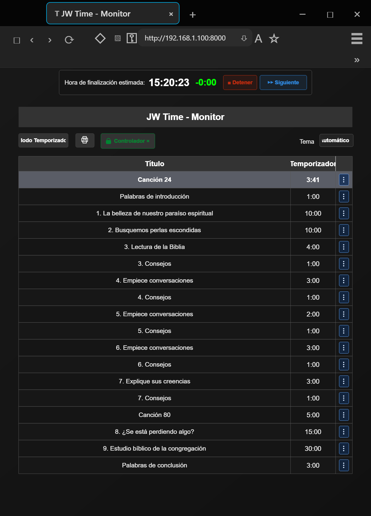 Monitor web con control remoto