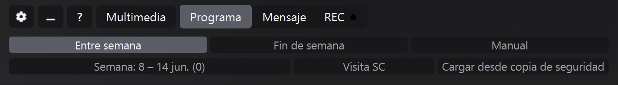 Panel de Programa de Tiempo JW con navegación entre semanas