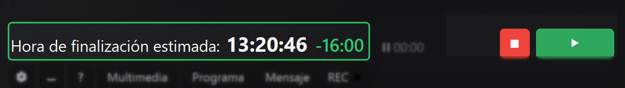 Hora de finalización estimada, tiempo delta y pausa actualizados en tiempo real
