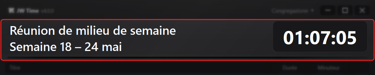 Zone 1 - Titre de la partie et horloge/compteur de temps