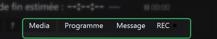 Zone 8 - Modes de fonctionnement Média, Programme, Message et REC