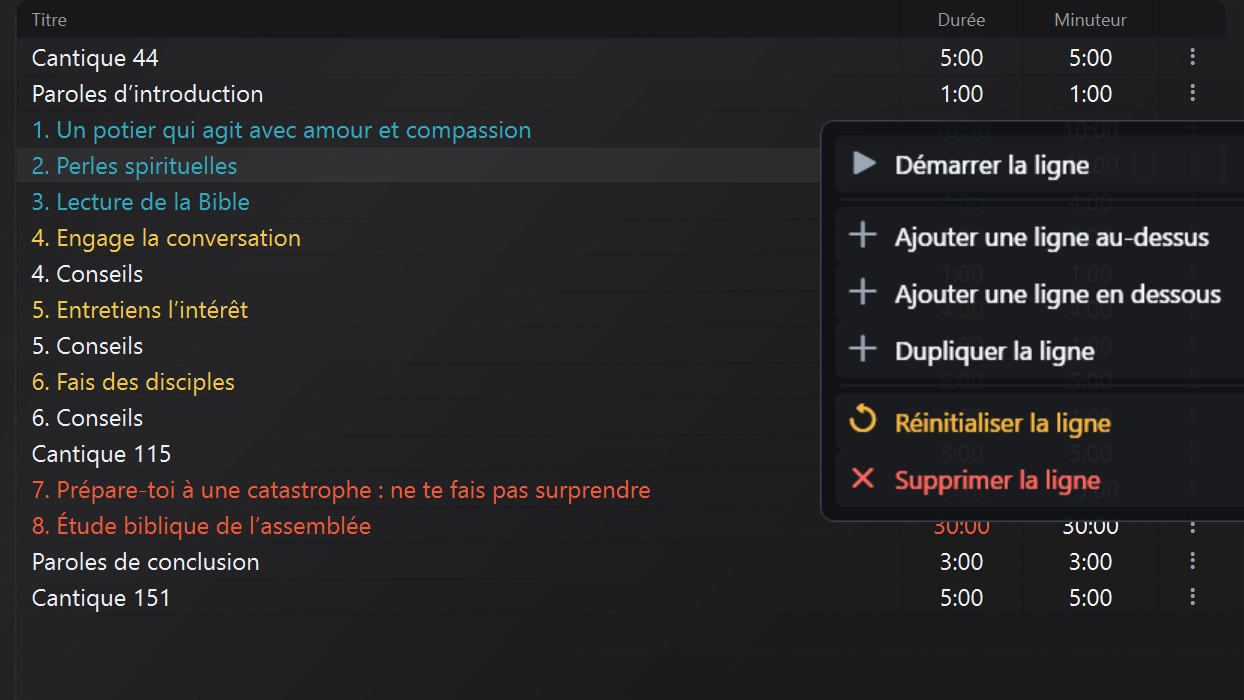 Principales opérations sur les minuteries