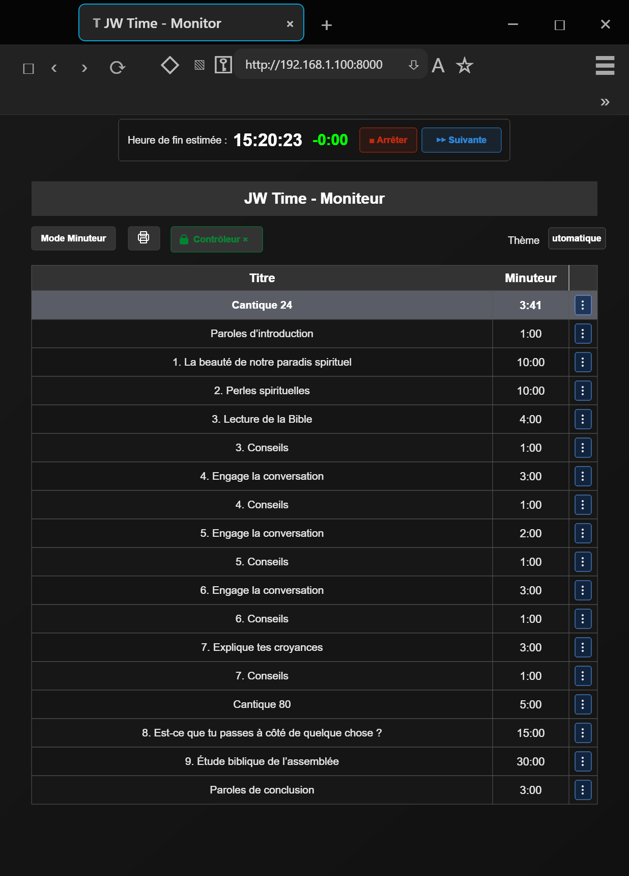 Moniteur web avec télécommande