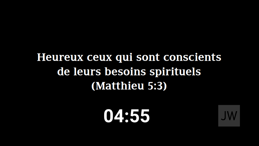 Écran public avec compte à rebours, texte de l’année et logo