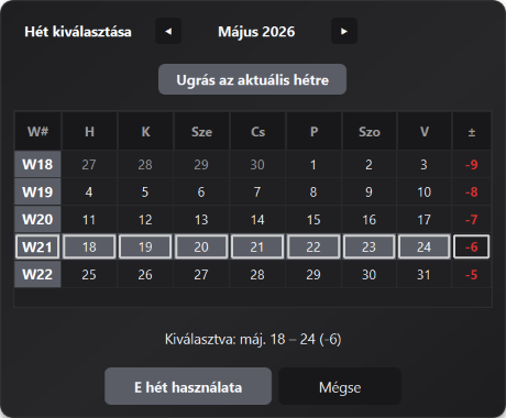A hét részlete választó