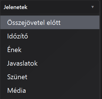 Jelenet kiválasztása az Időzítő képernyő szerkesztőben