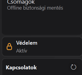 Védelem sáv a Beállítások ablakban