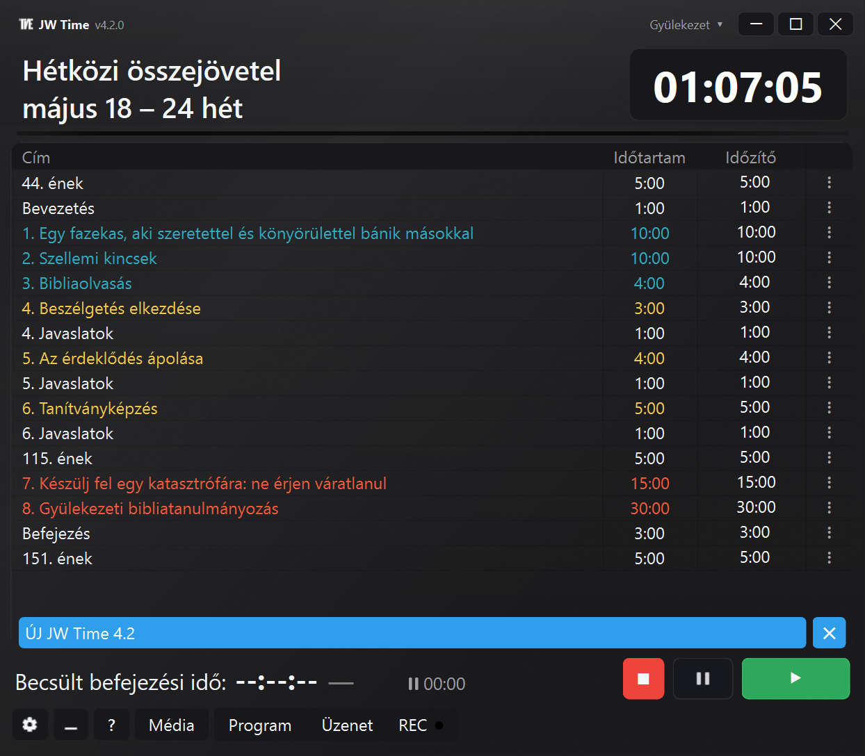 Új kezelőfelület előnézete JW Time 4.0