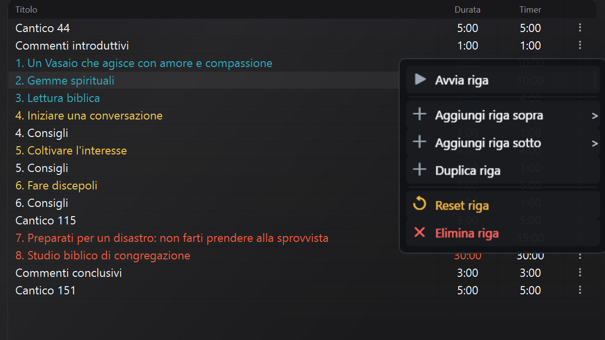 Operazioni principali sui timer