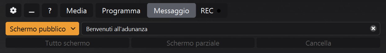 Pannello Messaggio con Schermo Pubblico selezionato