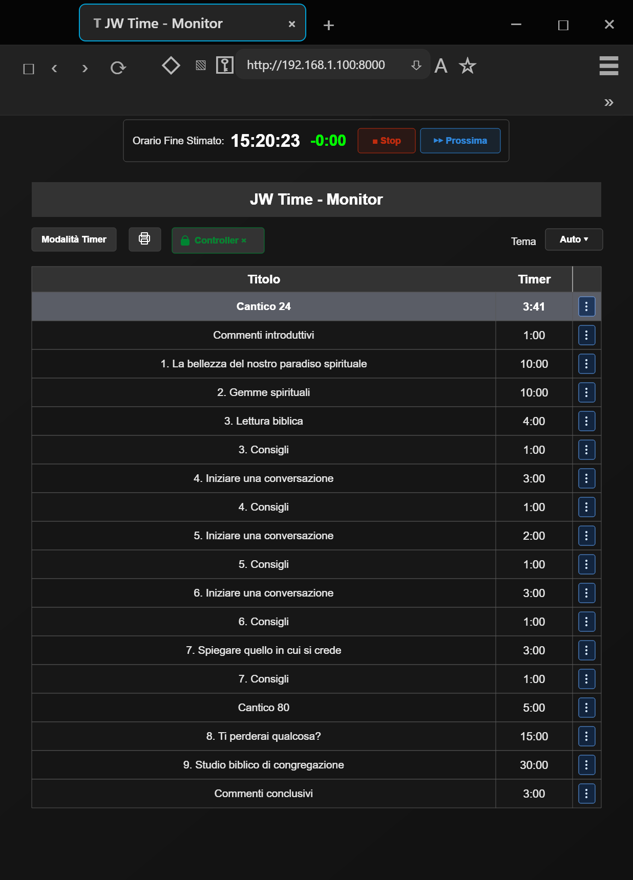 Monitor Web con controllo remoto