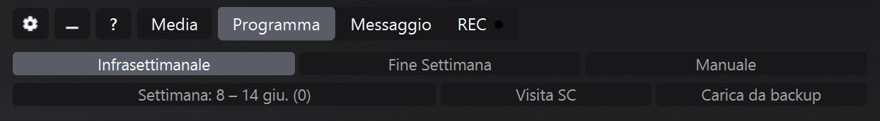 Pannello Programma di JW Time con navigazione tra le settimane