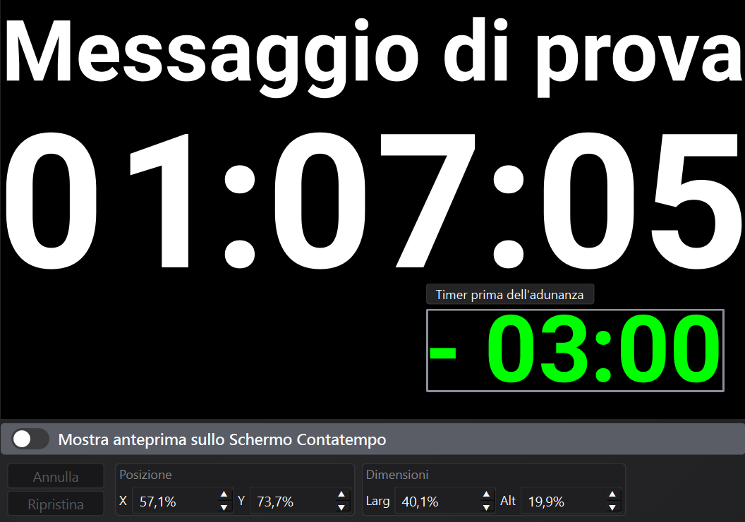 Spostamento e ridimensionamento livelli nell&rsquo;editor Schermo Contatempo