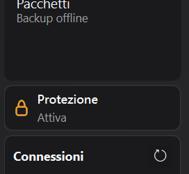 Barra Protezione nella finestra Impostazioni