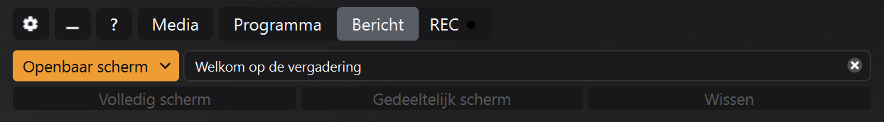 Berichtenpaneel met Openbaar scherm geselecteerd