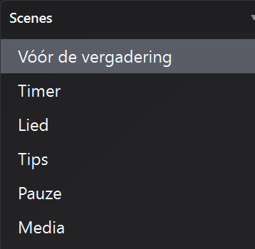 Scèneselectie in de editor van het Contatempo-scherm