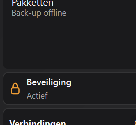 Balk Beveiliging in het venster Instellingen