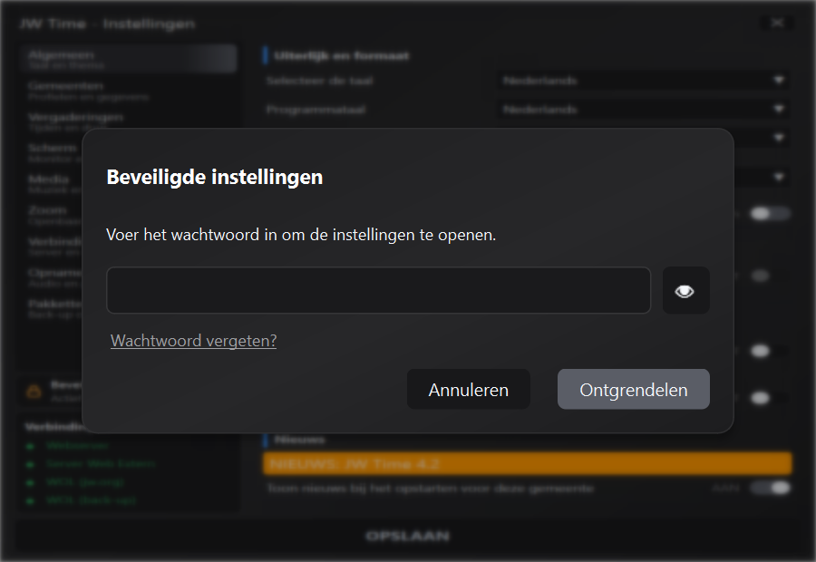 Wachtwoordvraag om Instellingen te ontgrendelen