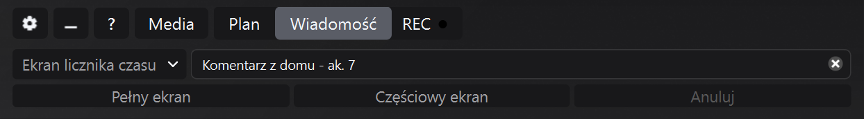 Panel Wiadomość z wybranym Ekranem Contatempo