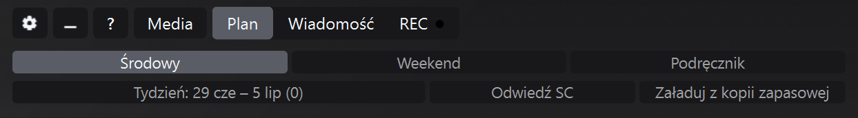 JW Time Panel harmonogramu z nawigacją tygodniową