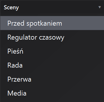 Wybór sceny w edytorze ekranu Contatempo
