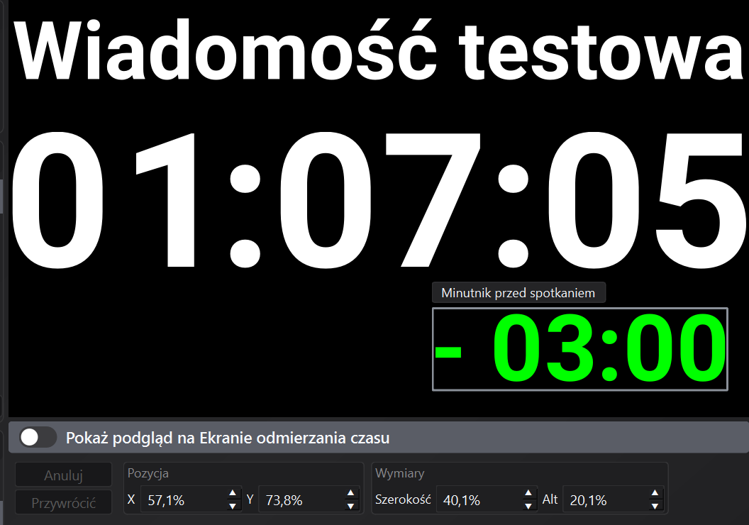 Przenoszenie i zmiana rozmiaru warstw w edytorze ekranu Contatempo