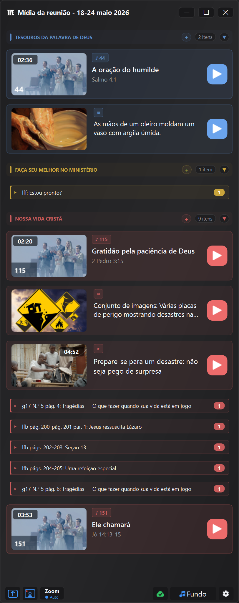 Nova janela de mídia do JW Time 4.0