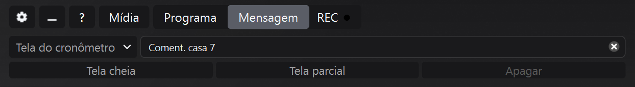 Painel Mensagem com a Tela do Contador de Tempo selecionada