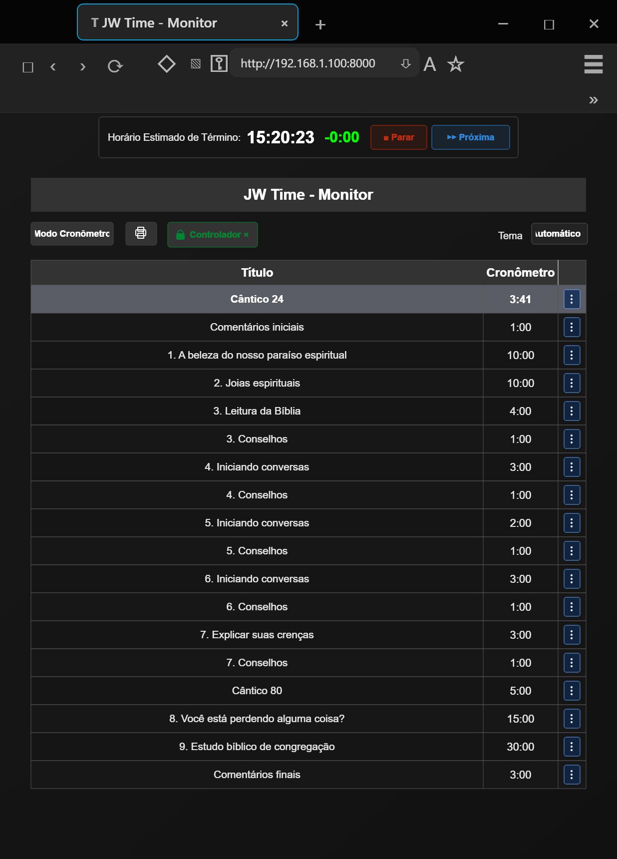 Monitor web com controle remoto