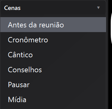 Seleção de cena no editor da tela do contador de tempo