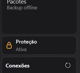 Barra Proteção na janela Configurações