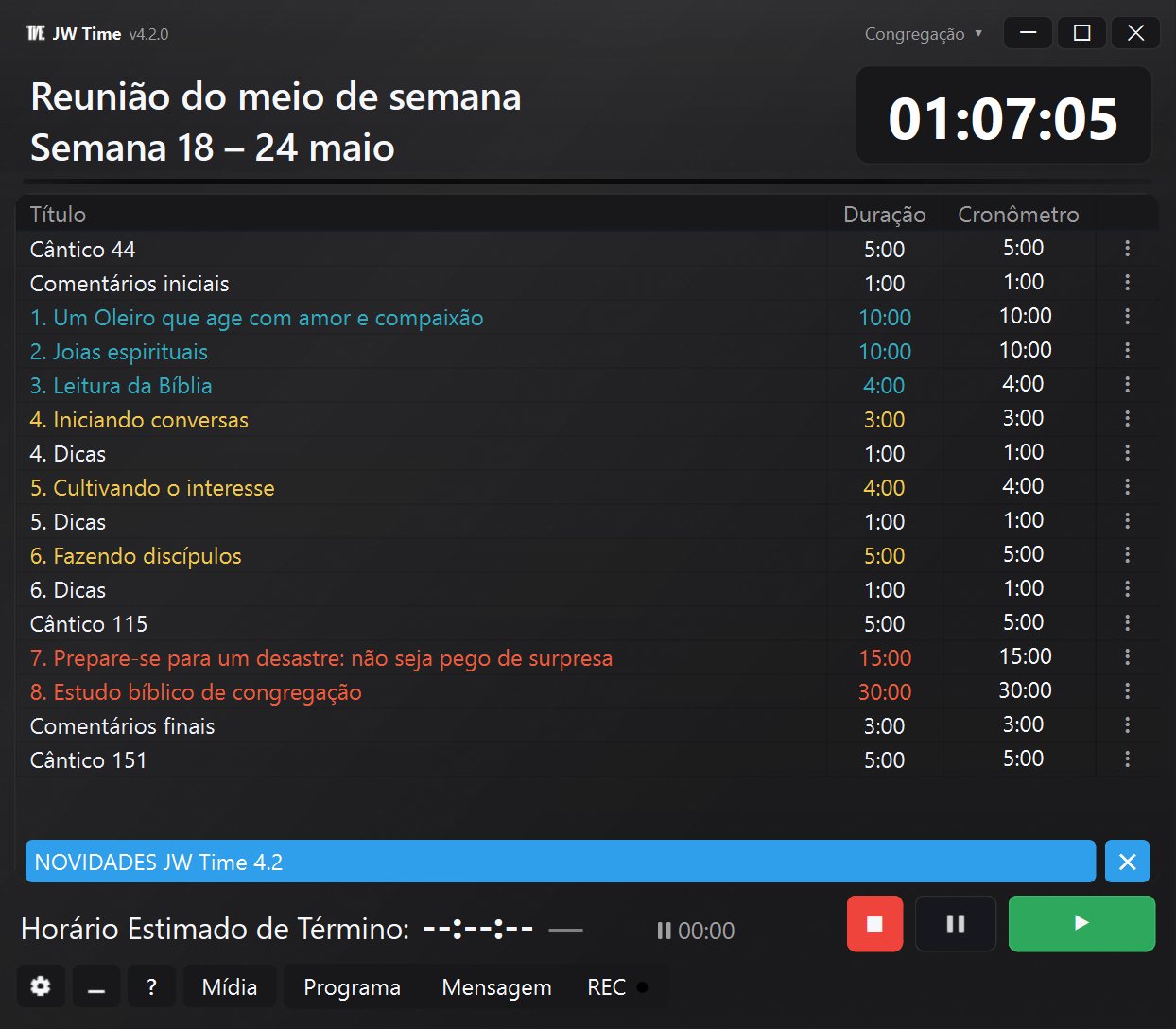 Pré-visualização da nova interface do JW Time 4.0