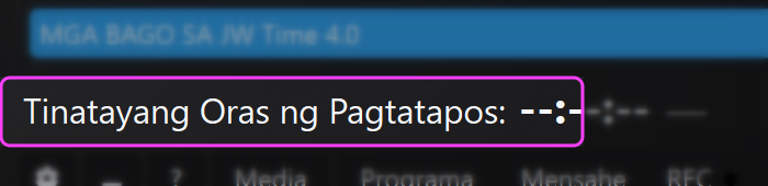 Area 3 - Tinatayang oras ng pagtatapos at paglihis