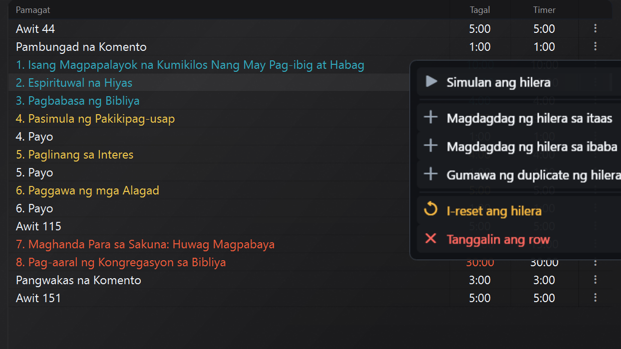 Pangunahing mga operasyon sa timer