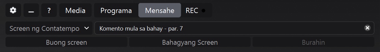 Panel ng Mensahe na napili ang Screen ng Contatempo